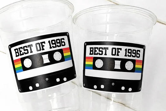 30th PARTY CUPS 30th Birthday Decoration 30th Party Favors 30th Party 30th Birthday Cassette Tape Party Best of 1996 Birthday Vintage 1996