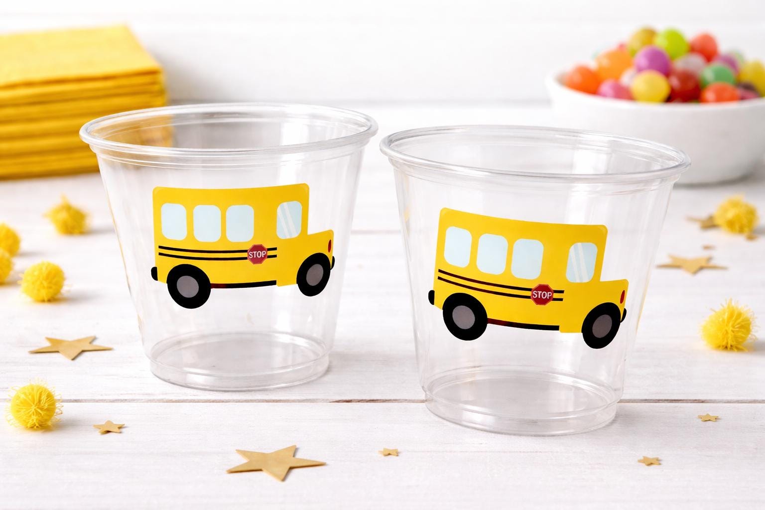 School Bus Party Cups - School Cups School Bus Birthday School Bus Party School Bus Favors Teachers Gift Gift for Teacher Back To School