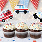 Emergency Vehicles Cupcake Toppers, Firetruck Cupcake Toppers, Ambulance Cupcake Toppers, Police Car Cupcake Toppers