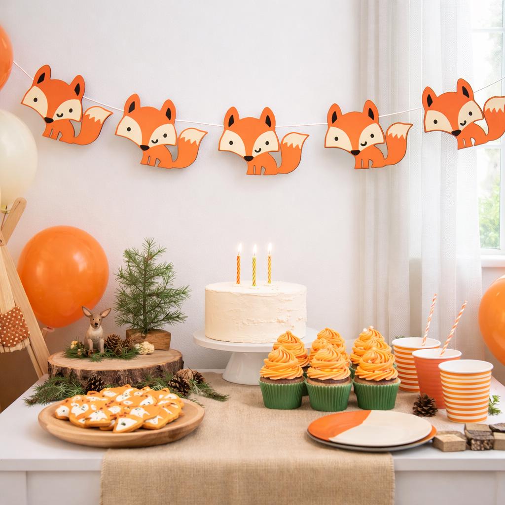 Fox Garland, Fox Banner, Woodland Banner, Woodland Garland, Nursery Decoration, Baby Shower, Photo Prop (11517229A)
