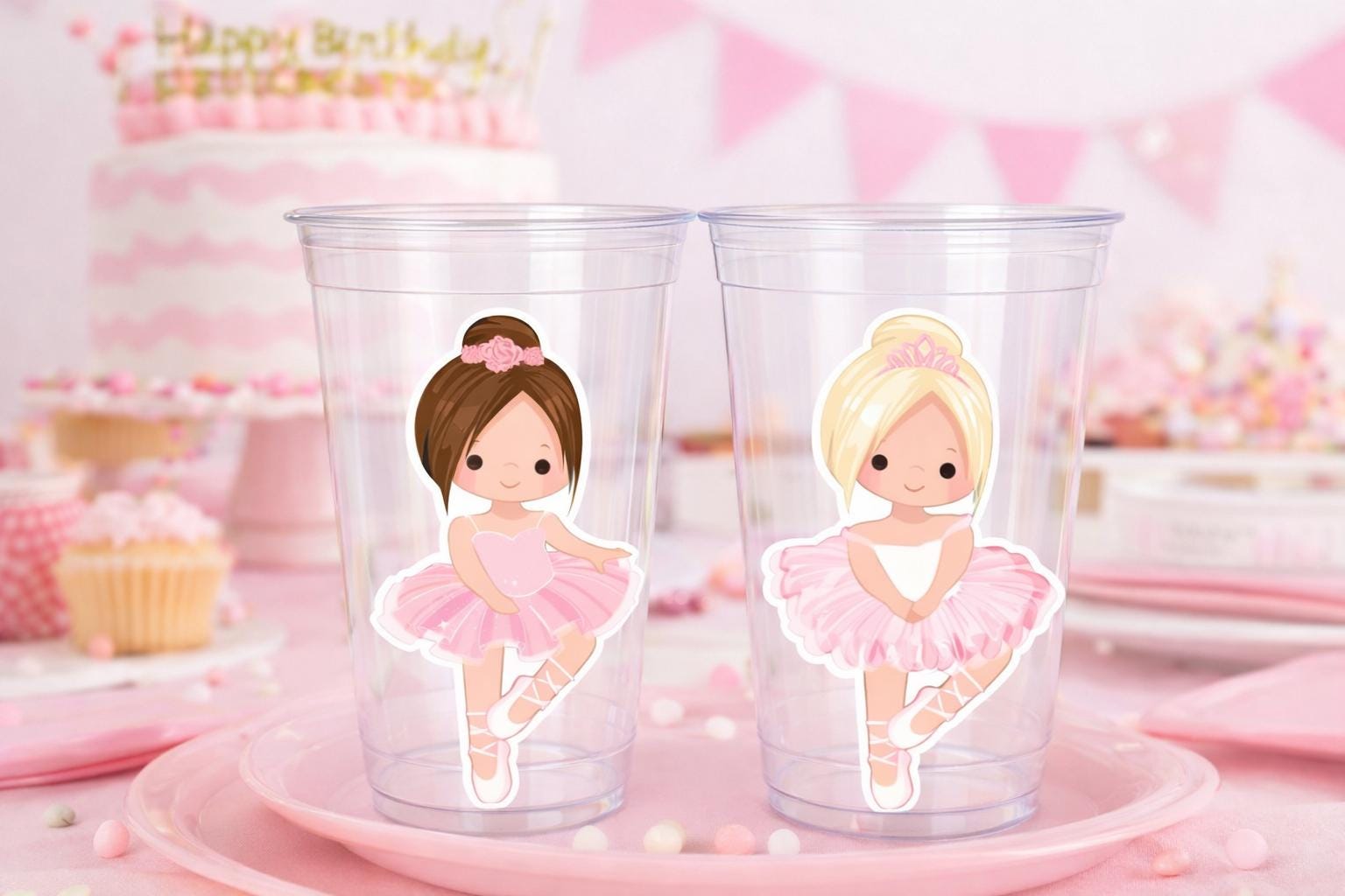 BALLET PARTY CUPS - Ballerina Party Cups Ballet Birthday Party Ballet Party Decorations Ballerina 1st Birthday Ballerina Party Baby Shower