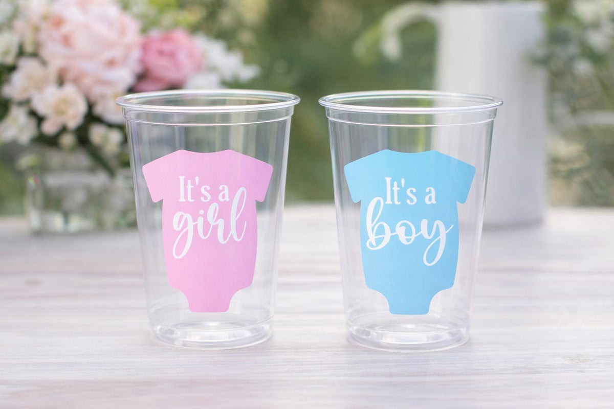 GENDER REVEAL Party Cups - Pink and Blue Party Favors It's A Boy Cups It's A Girl Cups Gender Reveal Gender Reveal Decorations Baby Shower