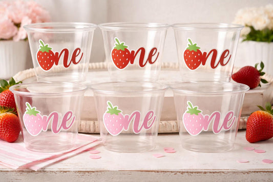 STRAWBERRY PARTY CUPS - Strawberry Birthday Cups Strawberry Cups First Birthday Strawberry One Party Decorations Strawberry Baby Shower