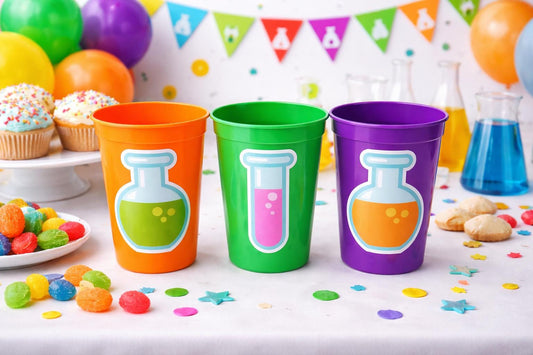 SCIENCE PARTY CUPS Science Party Favors Science Birthday Scientist Party Scientist Party Favors Biology Chemistry Stem Laboratory Experiment