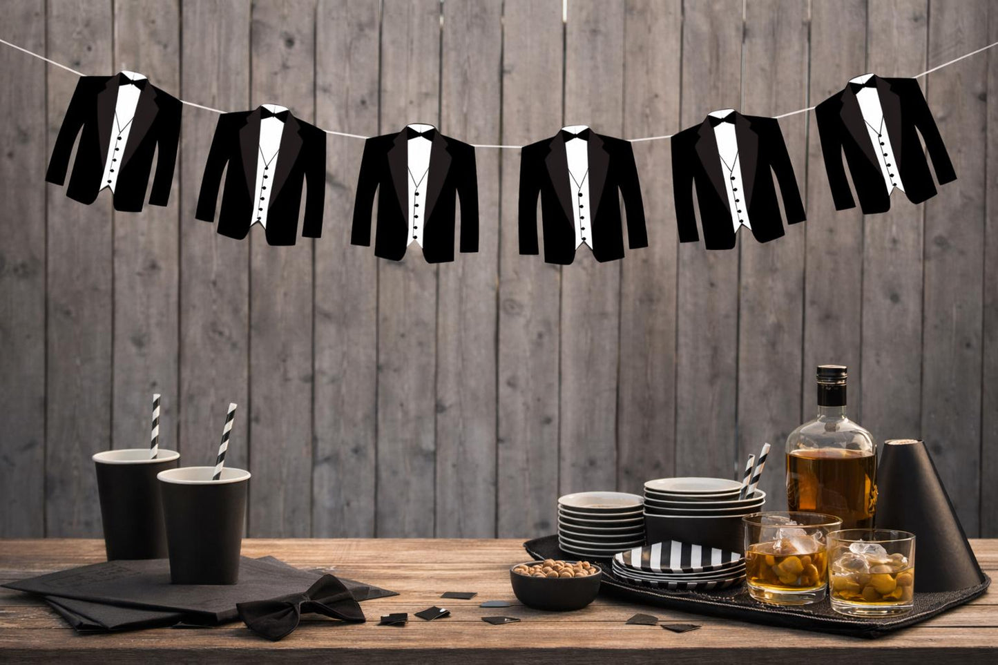 TUXEDO Garland, Tuxedo Banner, Wedding Banner, Wedding Garland, Tux Party Banner, Tux Garland, Tux Decorations, formal party, wedding