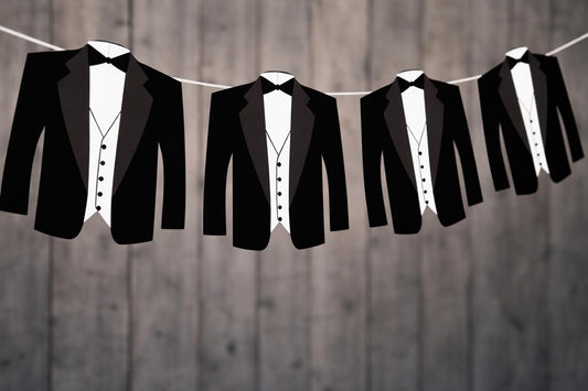 TUXEDO Garland, Tuxedo Banner, Wedding Banner, Wedding Garland, Tux Party Banner, Tux Garland, Tux Decorations, formal party, wedding