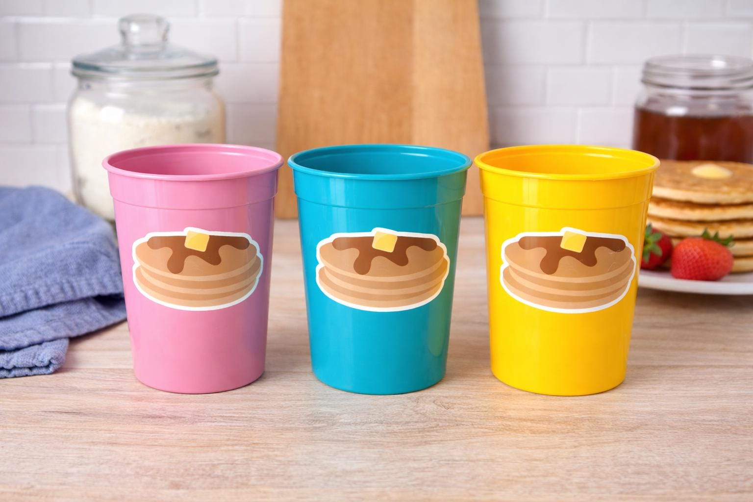 Pancake Party Cups, Pancake Party Favor Cups, Pancake Birthday, Pancake Party, Pancake Party Favors, Pancakes and Pajamas, Slumber Party Cup