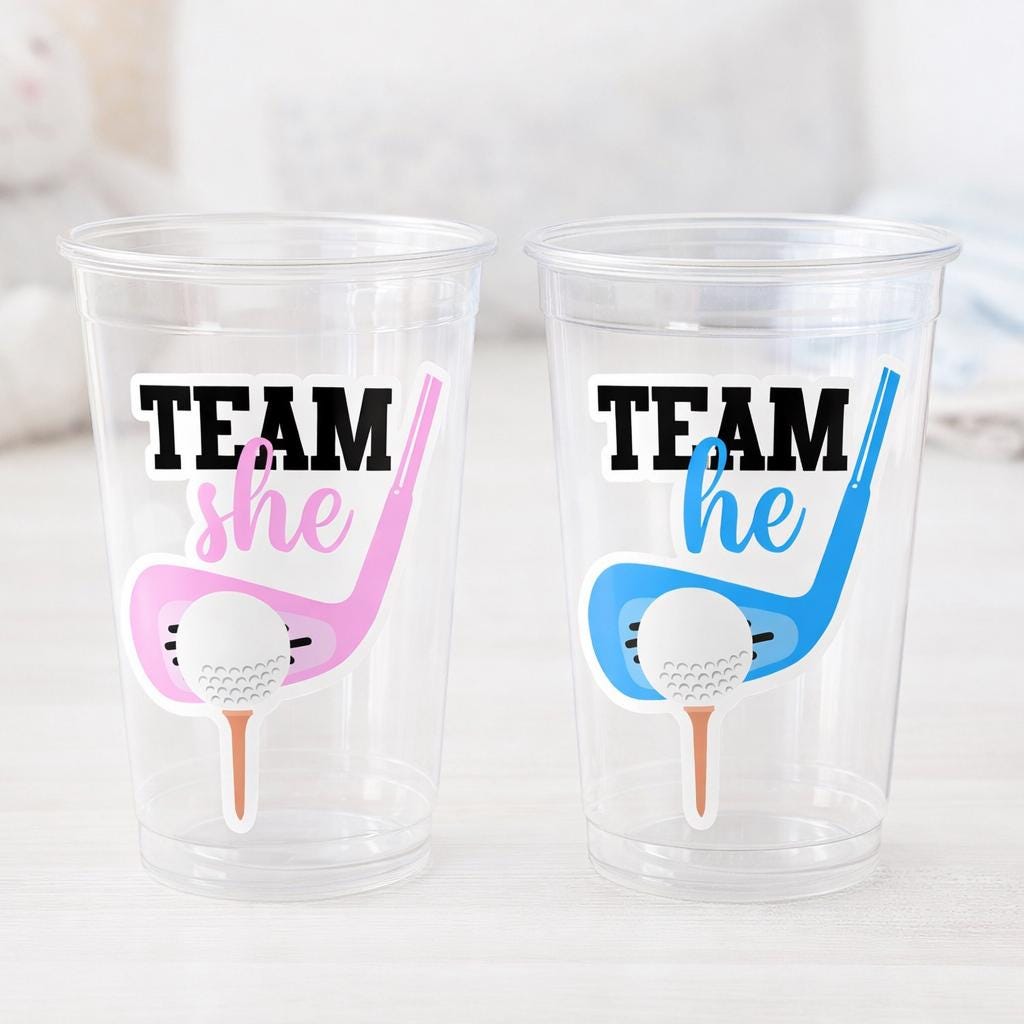 GOLF GENDER REVEAL Party Cups - Golfing Party Cups Golf Baby Shower Golf Party Golf Decorations Golf Party Supplies Golfing Cups Golf Favors