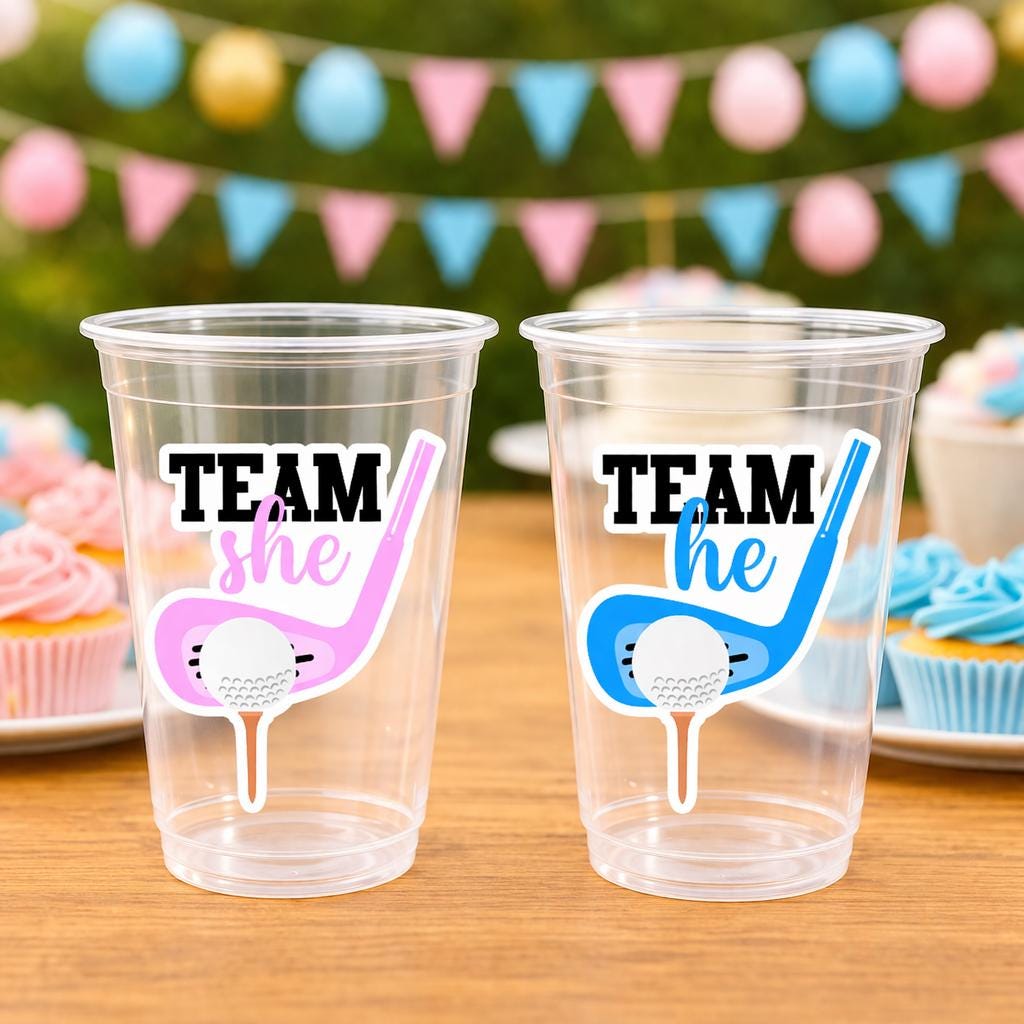 GOLF GENDER REVEAL Party Cups - Golfing Party Cups Golf Baby Shower Golf Party Golf Decorations Golf Party Supplies Golfing Cups Golf Favors