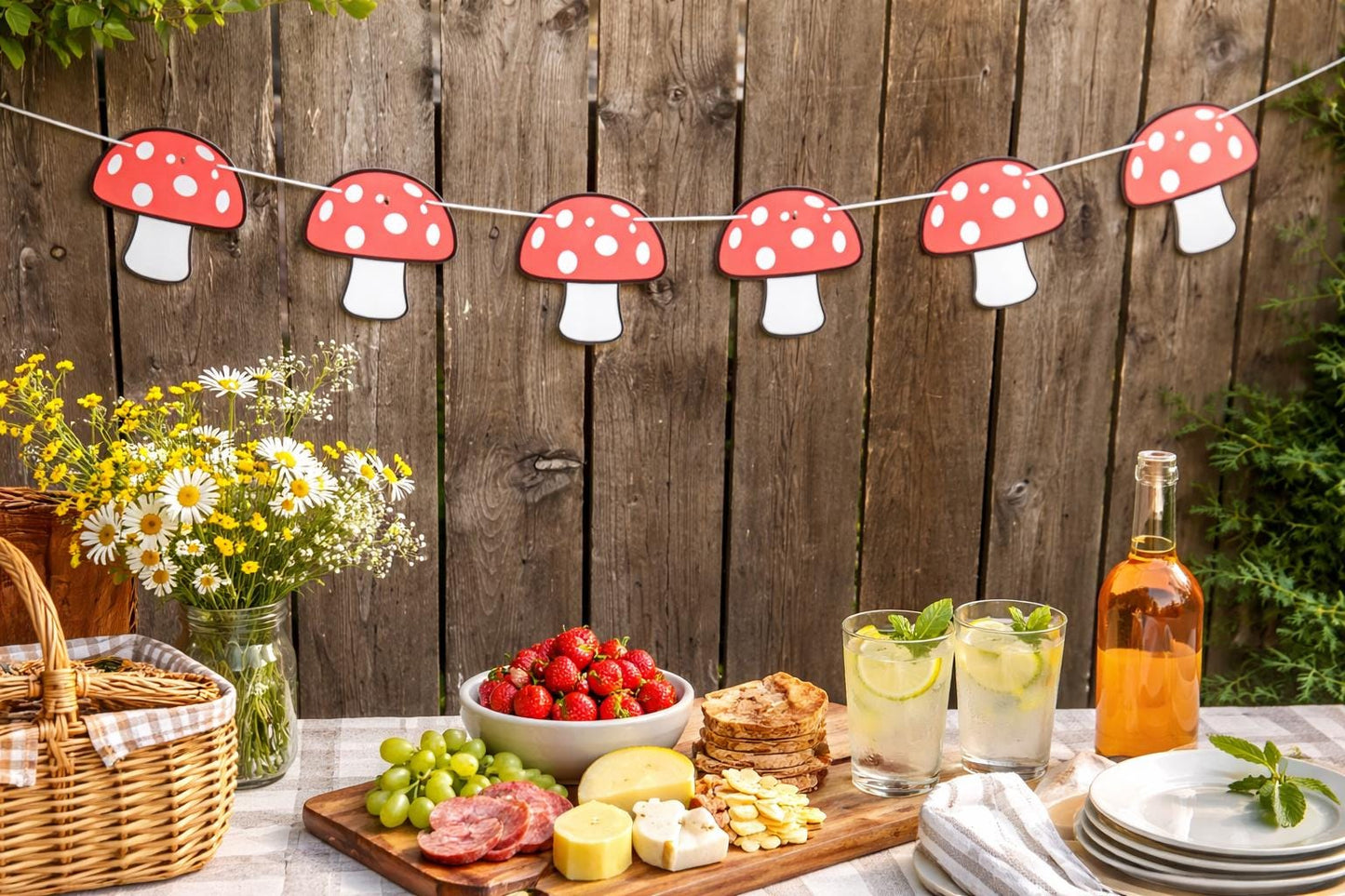 Mushroom Garland, Mushroom Banner, Woodland Banner, Woodland Garland, Nursery Decoration, Photo Prop
