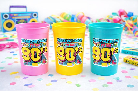 I Love the 90'S PARTY CUPS - 90's Birthday Cups 90's Party Cups 90's Decorations 90's Birthday Party 90's Birthday Party Decorations 90s