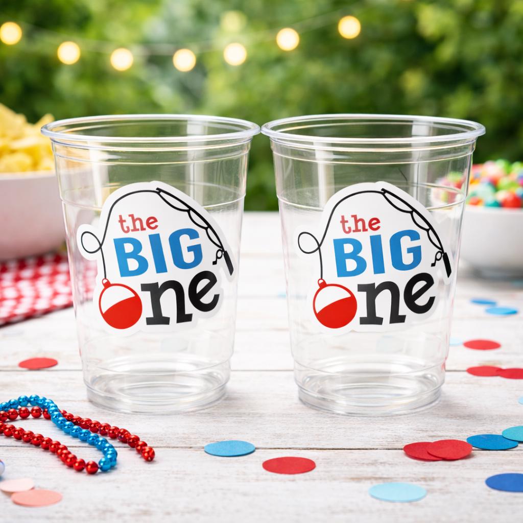 FISHING PARTY CUPS - Fishing Birthday Fishing First Birthday Party Gone Fishing Party The Big One Fishing Bobber Decorations Fish Bait Cups