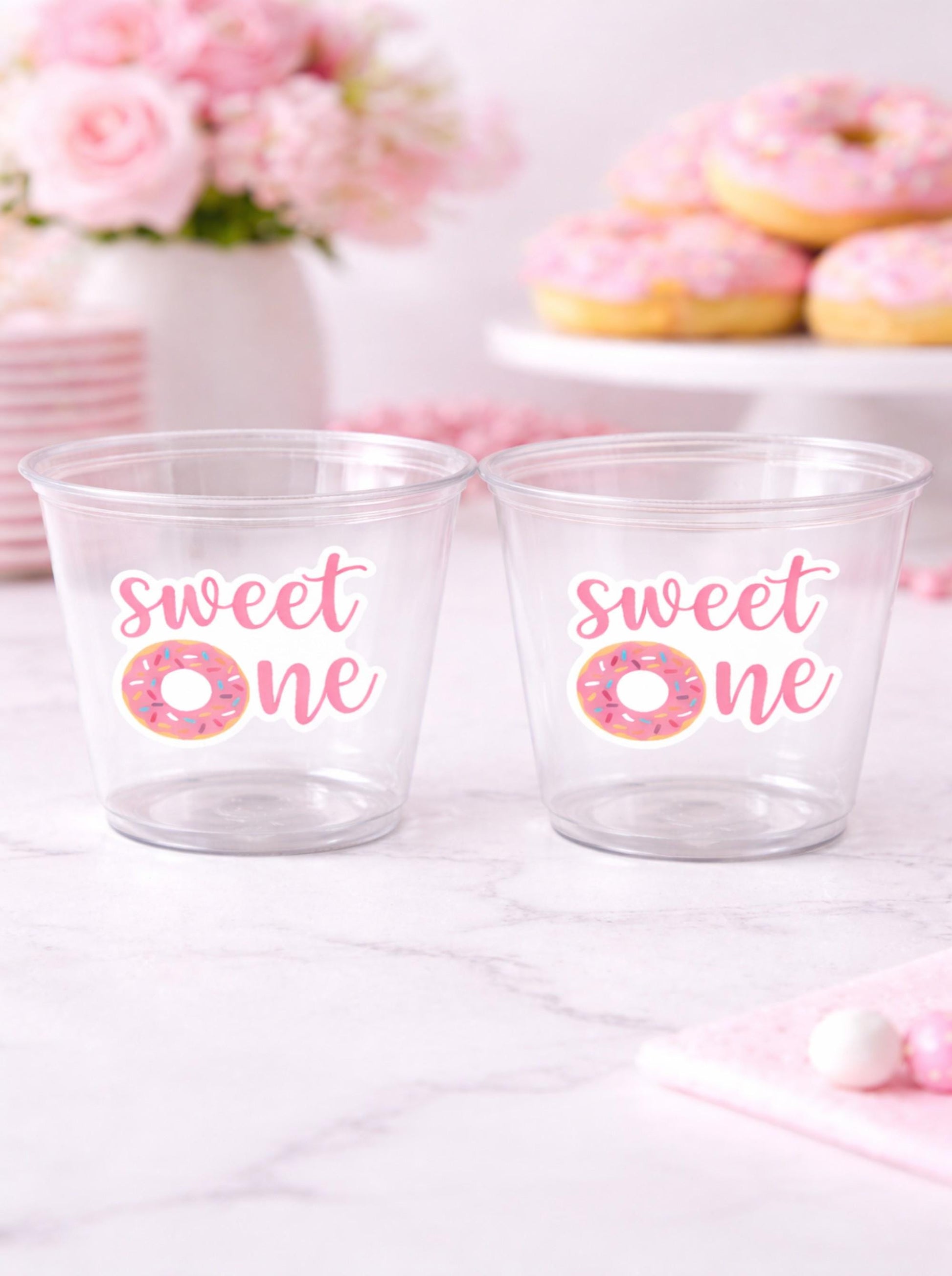 DONUT PARTY CUPS- Donut Birthday Party Donut Grow Up Donut Party Decoration Donut Birthday Decoration Donut First Birthday Donut Baby Shower