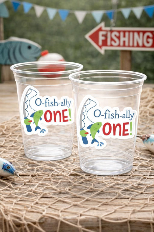 FISHING PARTY CUPS - Fishing Birthday Fishing First Birthday Party Gone Fishing Party The Big One Fishing Bobber Decorations Fish Bait Cups