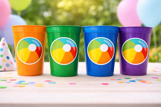 BEACH PARTY CUPS - Beach Ball Cups Beach Cups Beach Ball Party Cups Beach Ball Decorations Beach Party Decorations Beach Party Favors Beach