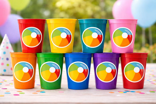 BEACH PARTY CUPS - Beach Ball Cups Beach Cups Beach Ball Party Cups Beach Ball Decorations Beach Party Decorations Beach Party Favors Beach