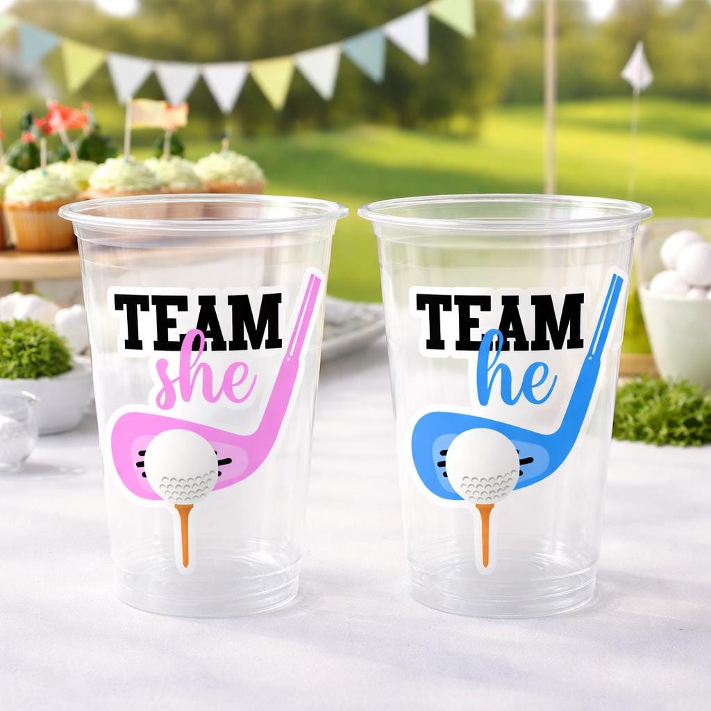 GOLF GENDER REVEAL Party Cups - Golfing Party Cups Golf Baby Shower Golf Party Golf Decorations Golf Party Supplies Golfing Cups Golf Favors