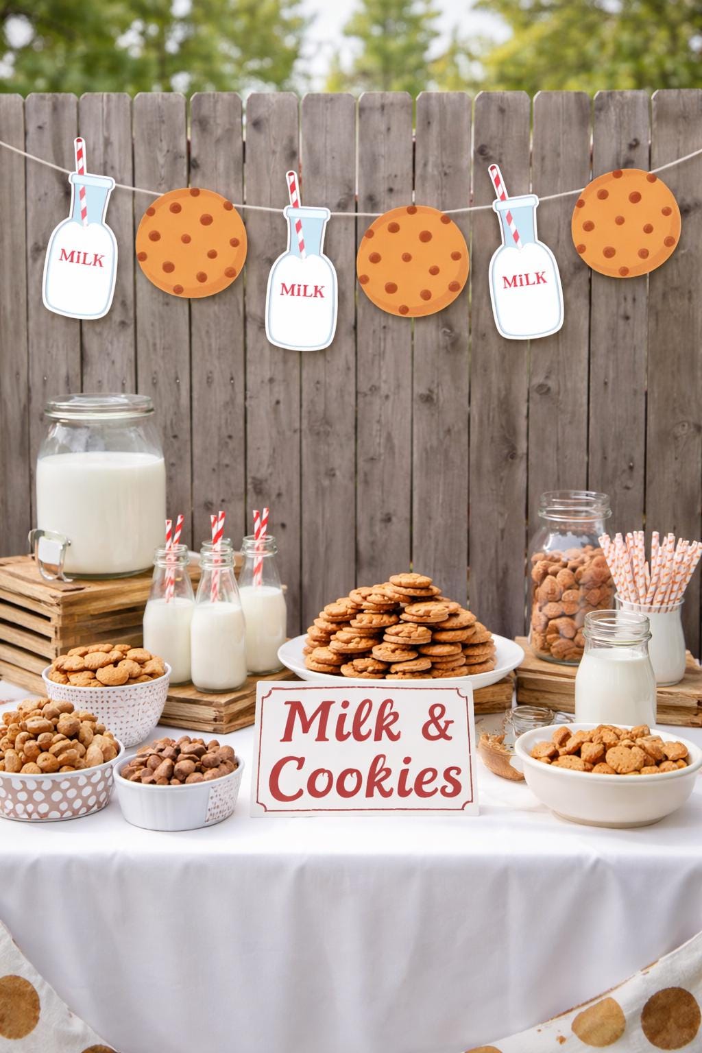 Milk Decorations Garland Milk Decorations Banner Milk Decorations Photo Prop Cookies Banner Cookies Decorations Cookies Birthday Milk Party