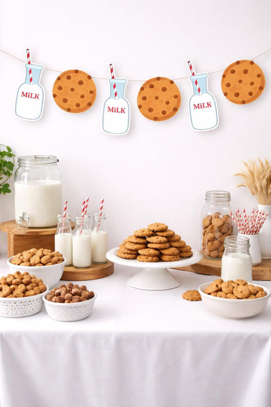 Milk Decorations Garland Milk Decorations Banner Milk Decorations Photo Prop Cookies Banner Cookies Decorations Cookies Birthday Milk Party