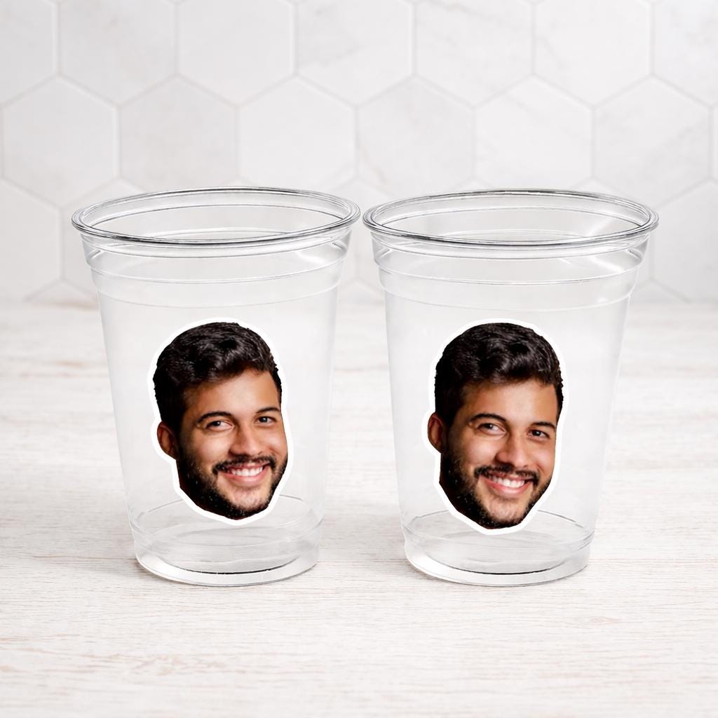 Groom Face Plastic Cups, Groom Face Cups, Groom Face Bachelorette Party, Groom Face Decorations, Groom Face Party Favors, Groom Face Party