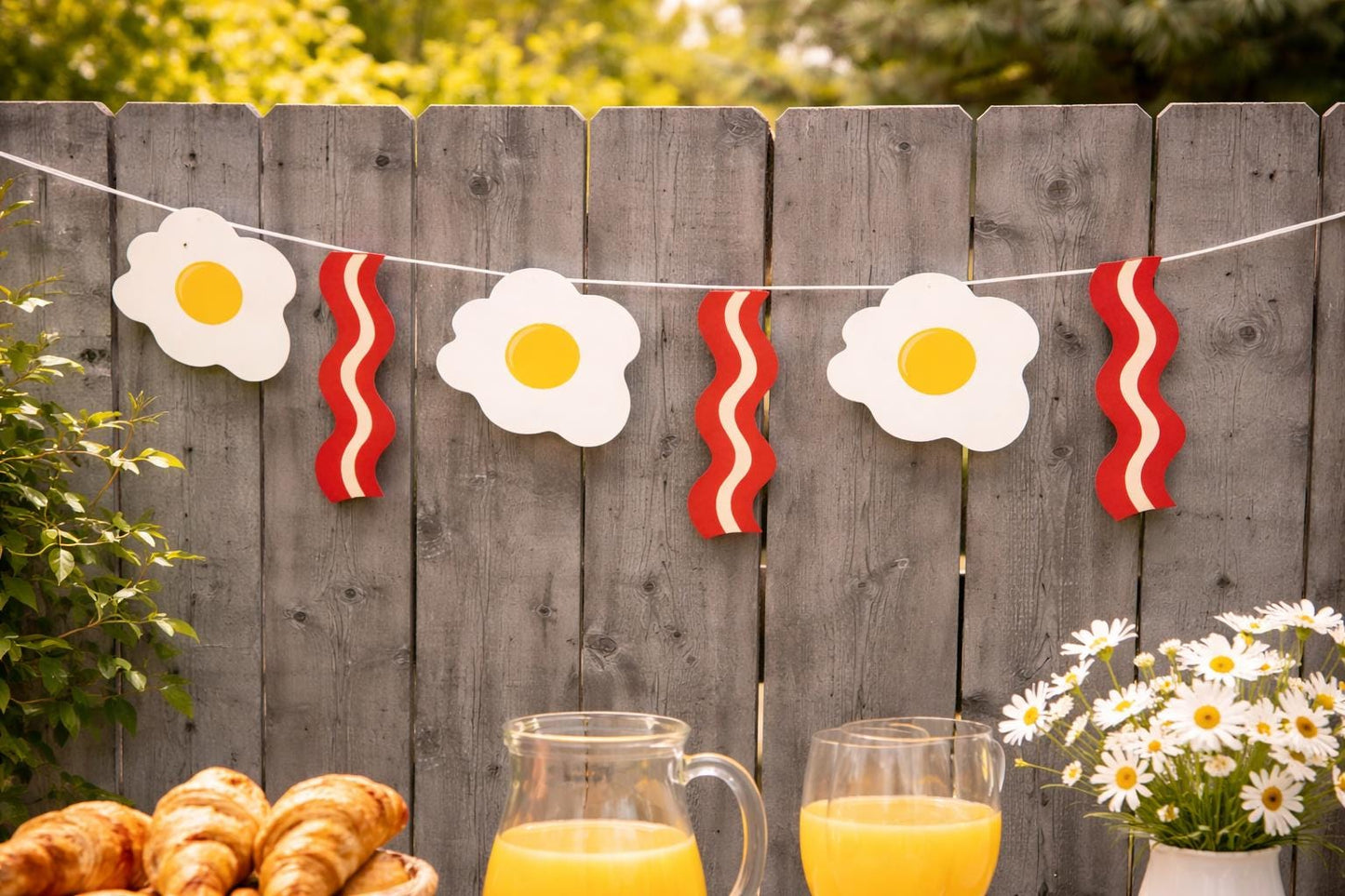 Bacon Garland Eggs Garland Bacon Banner Eggs Banner Breakfast Garland Breakfast Banner Photo Prop Breakfast Party Decorations