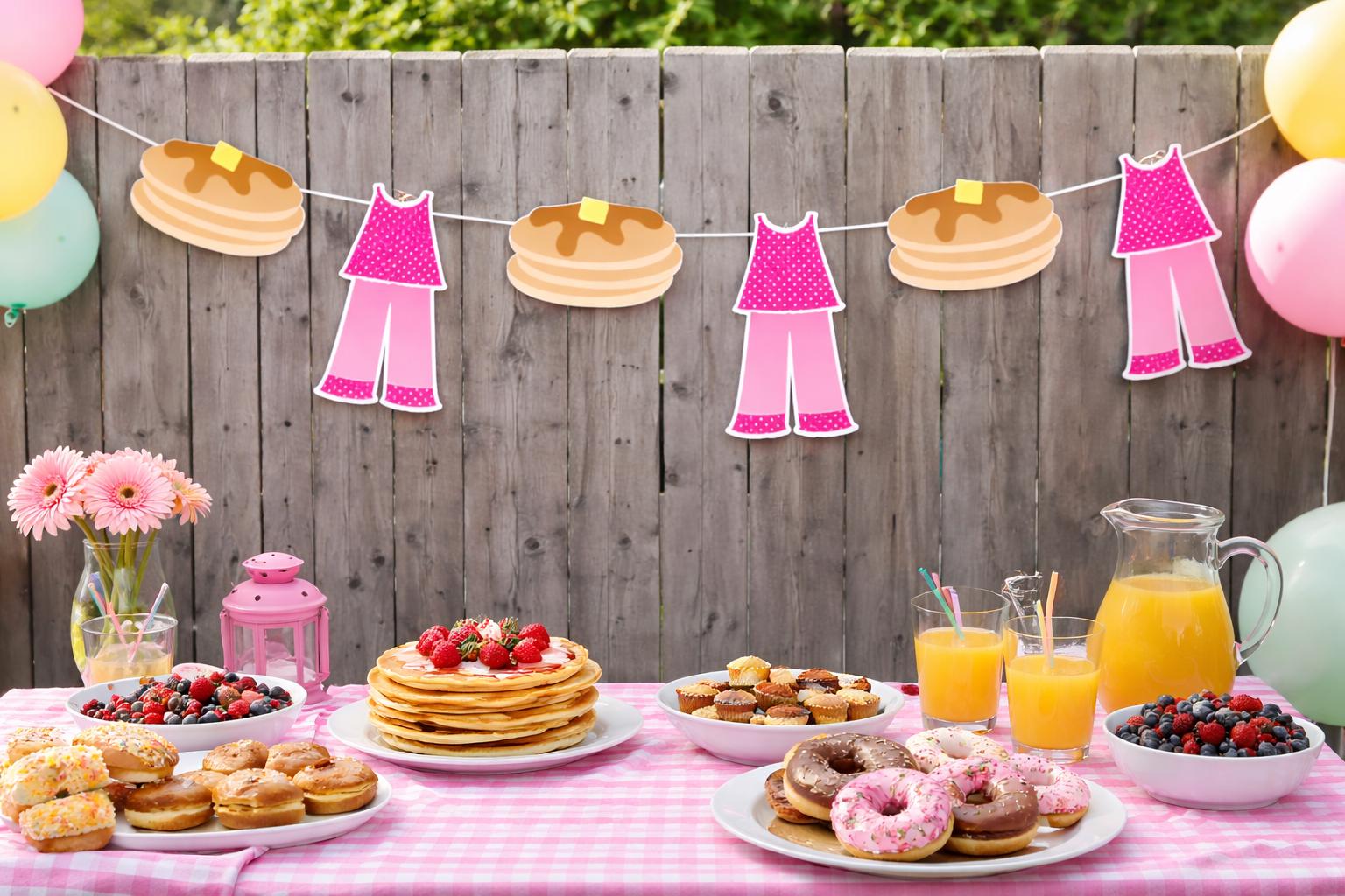 Pancake Garland, Pancake Banner, Pancakes and Pajamas, Pajamas Garland, Slumber Party, Pancake Photo Prop, Pancake Decorations