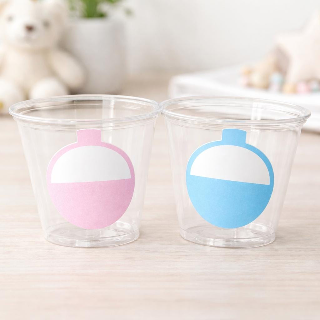GENDER REVEAL FISHING Party Cups - Fishing Bobbers Fishing Baby Shower Fishing Favors Fishing Decorations Fishing Birthday Fishing Party