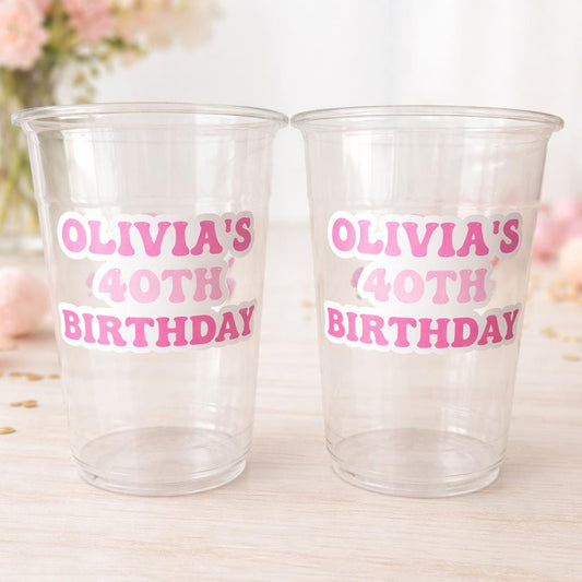 Custom Plastic Party Cups, Personalized Party cups, Personalized Birthday Cups, Custom Party Decoration, Create your own design, Custom Text