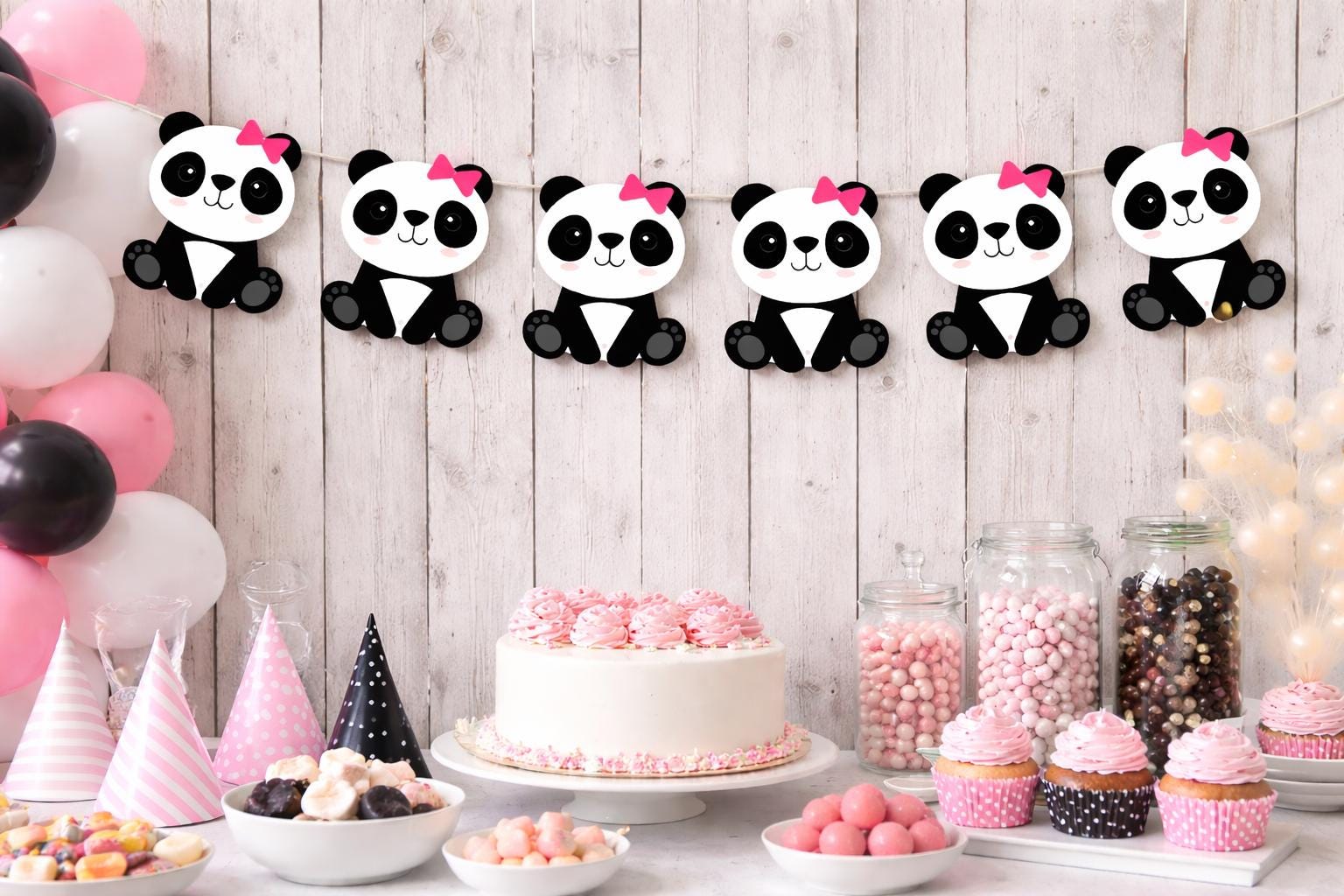 Panda Bear Garland, Panda Bear Banner, Panda Bear Decorations, Panda Banner, Panda Birthday, Panda Baby Shower Banner, Panda Nursery Banner