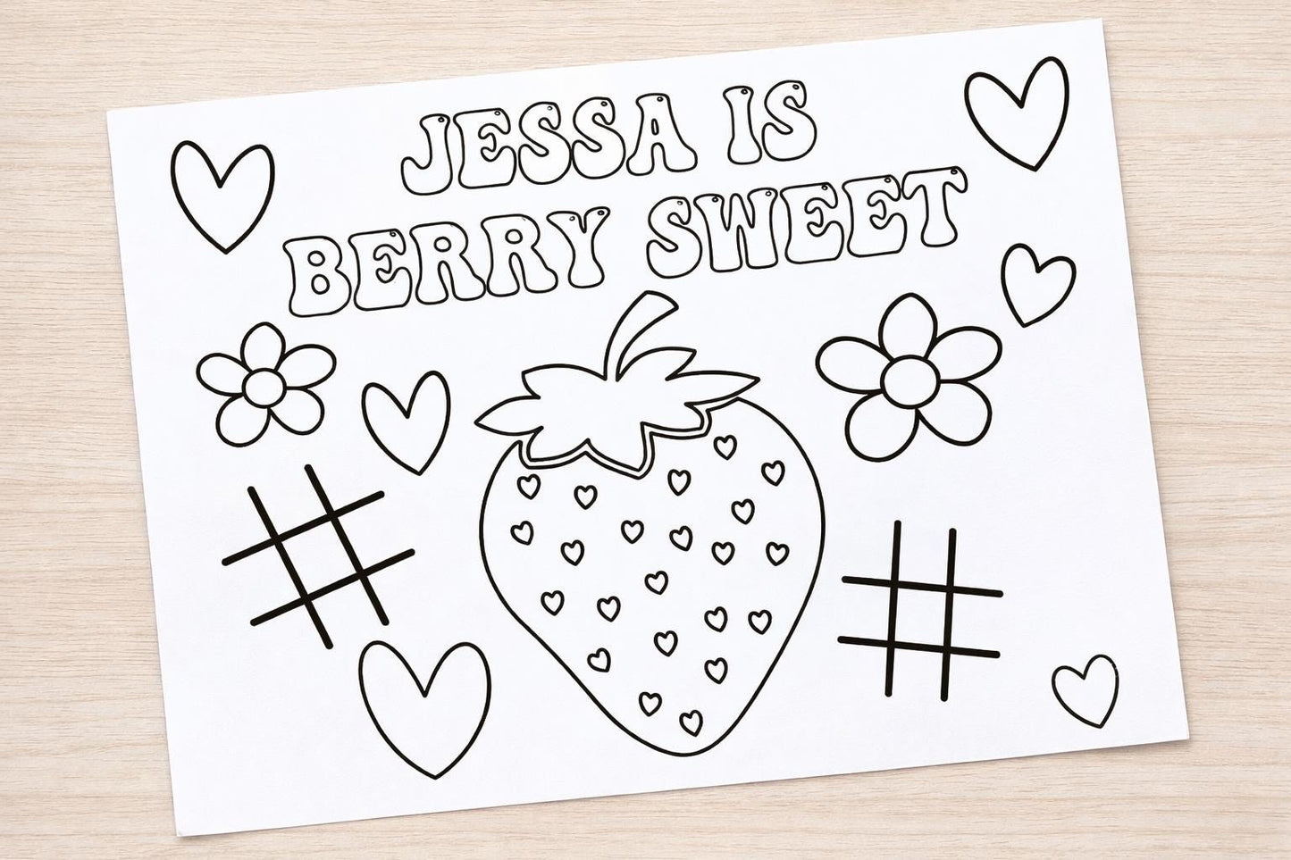 Strawberry Birthday Coloring Page, Berry Sweet Coloring Page, 1st Birthday Coloring Page, Strawberry Birthday Party Favors, Strawberry Party