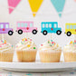 School Bus Cupcake Toppers, Pink School Bus, Blue School Bus, Cake Toppers, Bus Birthday Party Decorations, Bus Party Supplies, School Party