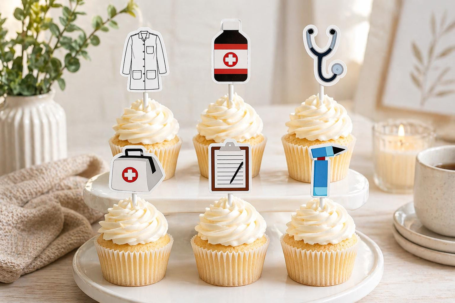 Doctor cupcake toppers, Medical Toppers, Nurse Cupcake Toppers, nurse party, RN Party, Nursing Graduation cupcake toppers
