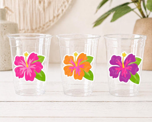 LUAU PARTY CUPS - Aloha Party Cups Luau Party Decoration Luau Party Supplies Luau Baby Shower Tropical Party Decorations Hawaii Hibiscus Cup