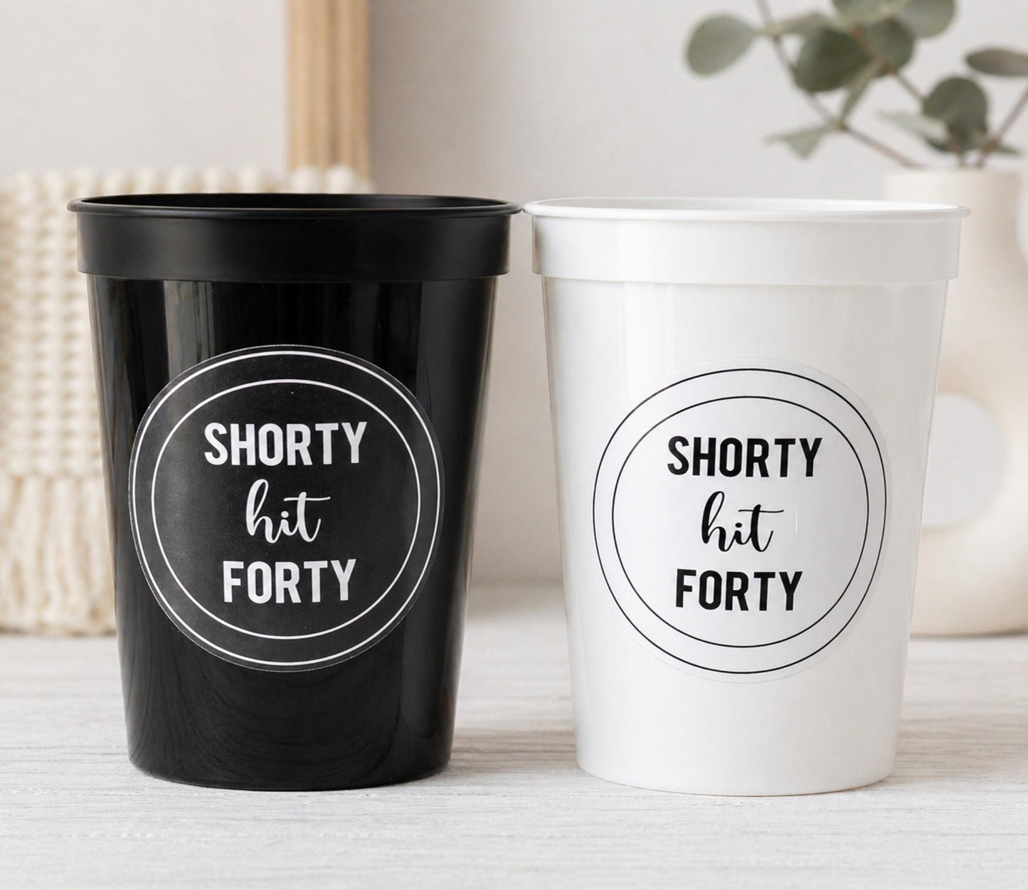 Shorty Hit Forty Cups, Shorty Hit 40 Party Cups, 40th Birthday Cups, 40th Party Cups, 40th Birthday Favors, 40th Party Favors, Shorty 40