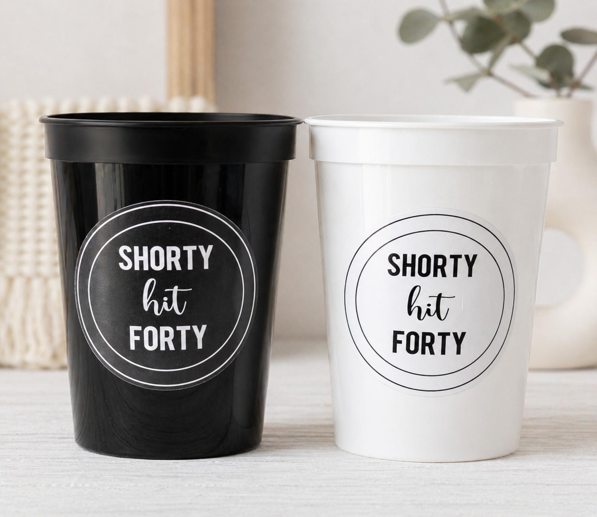 Shorty Hit Forty Cups, Shorty Hit 40 Party Cups, 40th Birthday Cups, 40th Party Cups, 40th Birthday Favors, 40th Party Favors, Shorty 40