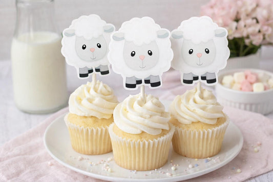 Sheep Cupcake Toppers, Sheep Cupcake Picks, Farm Animal Cupcake Toppers, Farm Birthday Cupcake Toppers, Animal Cupcake Toppers