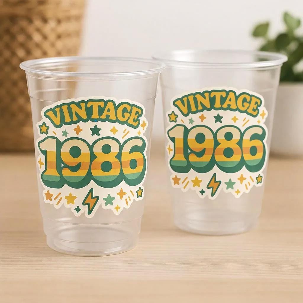 40th PARTY CUPS - Vintage 1985 40th Birthday Party 40th Birthday Favors 40th Party Cups 40th Party Decorations 1985 Birthday Party Cups