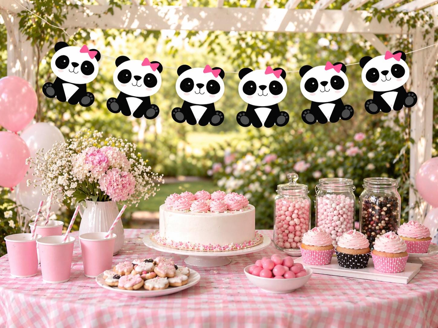 Panda Bear Garland, Panda Bear Banner, Panda Bear Decorations, Panda Banner, Panda Birthday, Panda Baby Shower Banner, Panda Nursery Banner