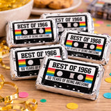 60th Birthday Candy Bar Stickers, 60th Birthday Cassette Tape Stickers, Stickers For Mini Chocolate Candy Bars, Best of 1966 favors, 30ct