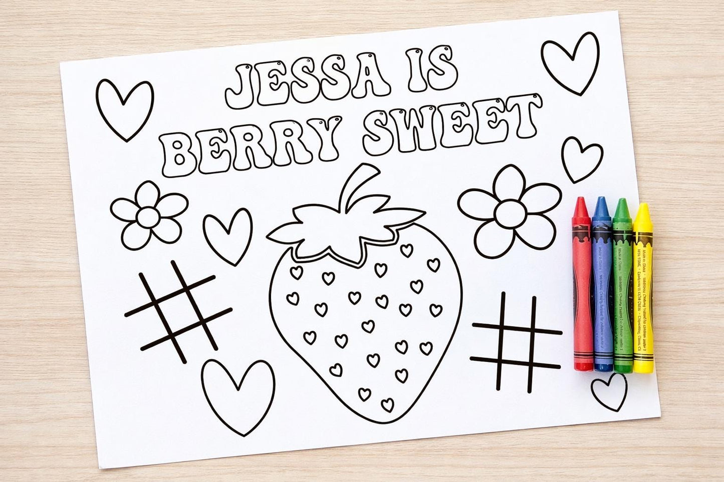 Strawberry Birthday Coloring Page, Berry Sweet Coloring Page, 1st Birthday Coloring Page, Strawberry Birthday Party Favors, Strawberry Party