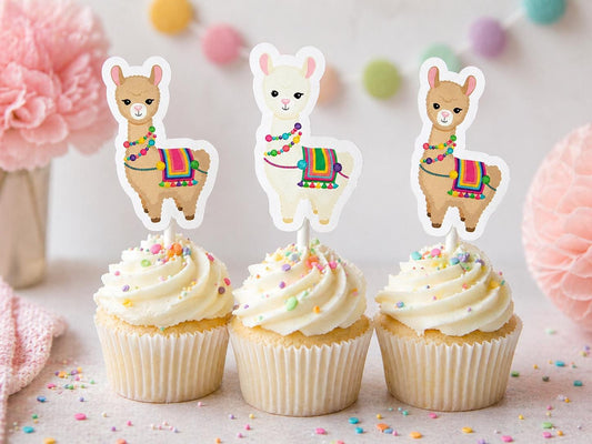 Llama Cupcake Toppers, Llama Cupcake Picks, Llama Birthday, Llama Party, Llama Decorations, Llama Party Supplies