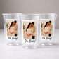 Personalized Baby Shower Cups with Photo | Oh Baby Party Cups 16oz | Custom Photo Baby Shower Favors | Pregnancy Party Cups