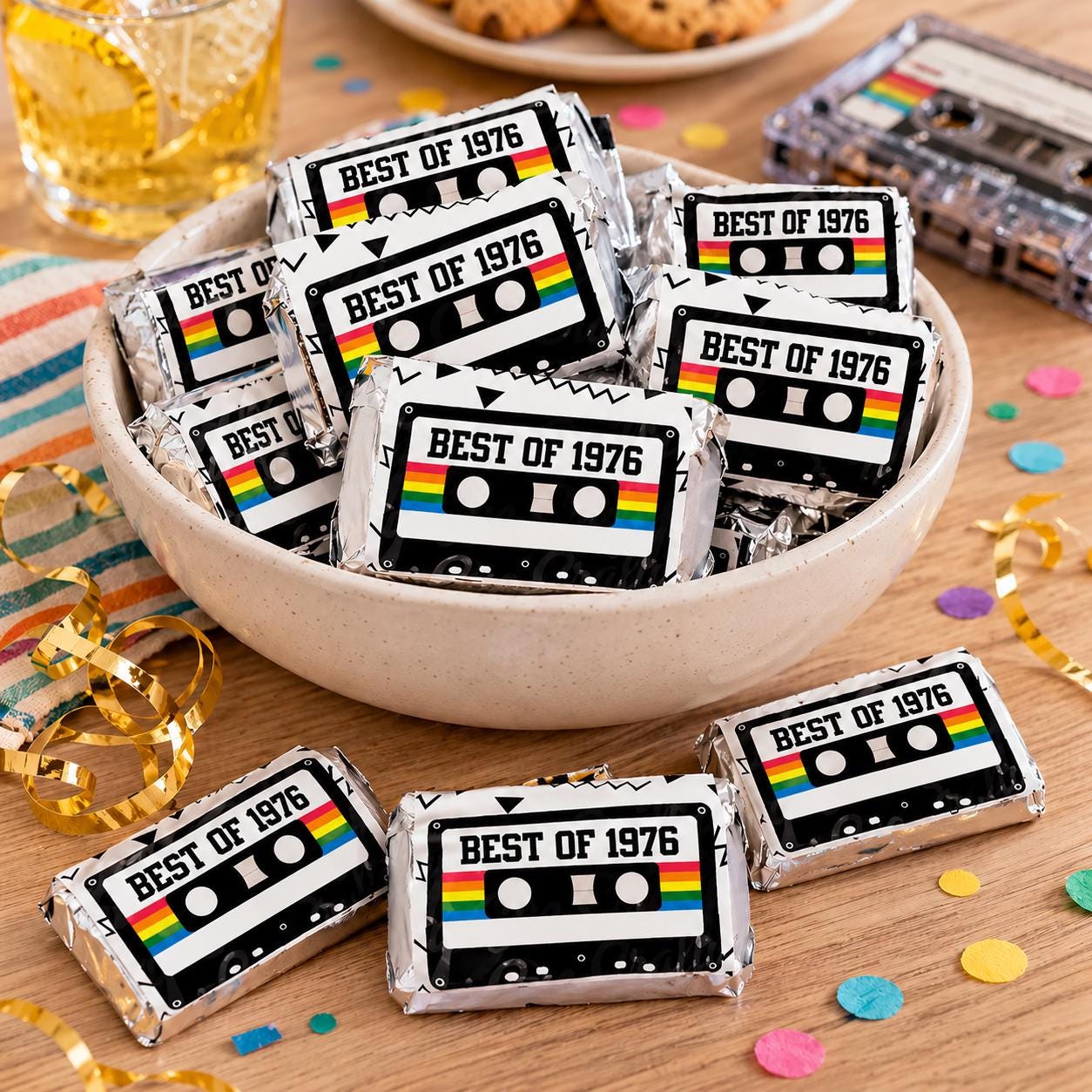 30 - 50th Birthday Cassette Tape Stickers 50th Birthday Stickers For Mini Candy Bar Wrapper Vintage 50th Birthday Best of 1973 Birthday