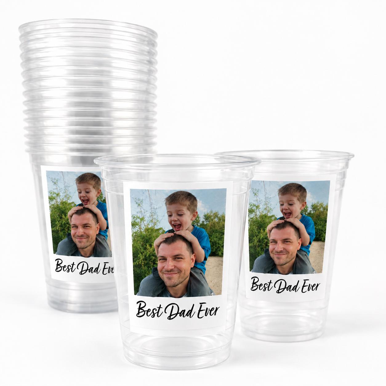 Personalized Father’s Day Cups with Photo – Best Dad Ever Party Cups | Custom Dad Picture Cups | Father’s Day Gift for Dad
