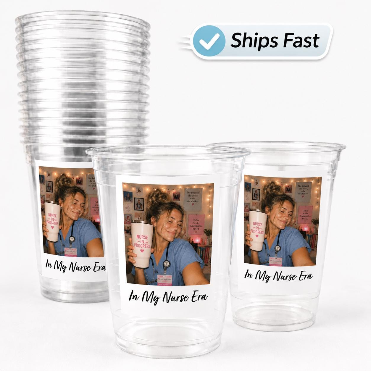 Custom Nurse Party Cups, Personalized Nurse Cups, Nurse Graduation Decorations, Nursing Student Gift, Future RN Party Favors,In My Nurse Era