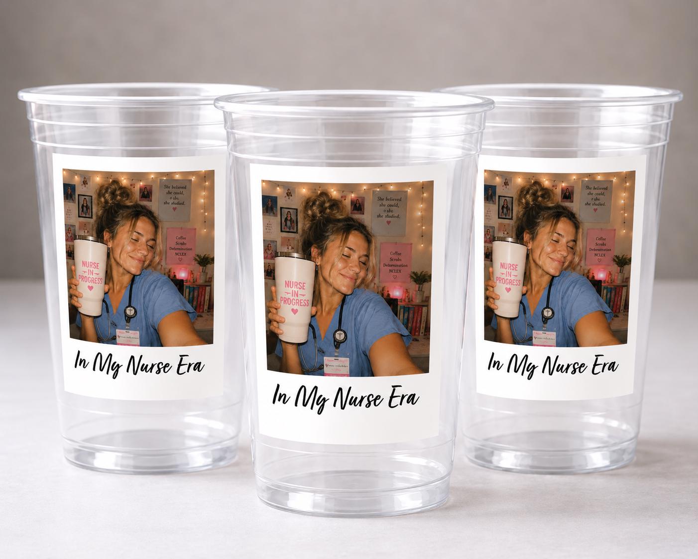 Custom Nurse Party Cups, Personalized Nurse Cups, Nurse Graduation Decorations, Nursing Student Gift, Future RN Party Favors,In My Nurse Era