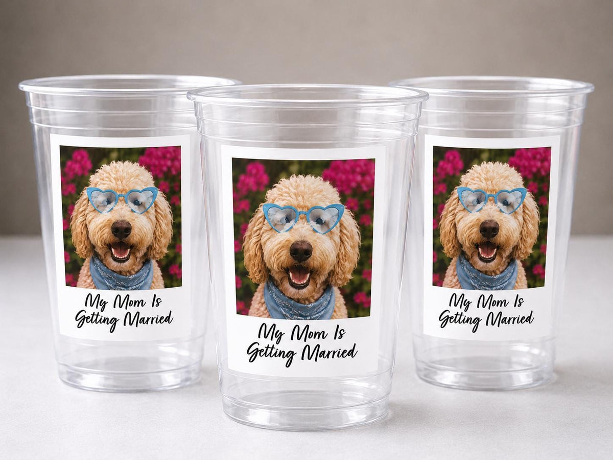 Personalized Dog Bachelorette Party Cups, Custom Dog Face Cups, Personalized Bridal Shower Cups, Dog Photo Cups, Wedding Party Favor Cups