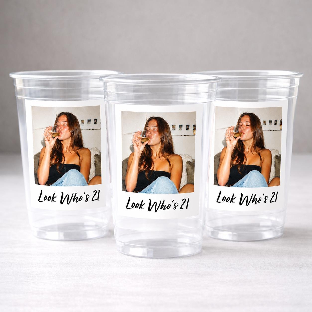 Look Who’s 21 Custom Photo Cups, Personalized 21st Birthday Cups with Picture, 21st Birthday Party Favors, Finally 21, Retro 21st,Ships Fast