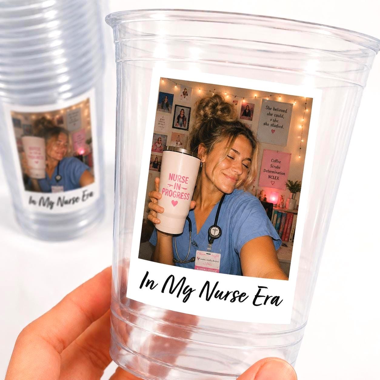 Custom Nurse Party Cups, Personalized Nurse Cups, Nurse Graduation Decorations, Nursing Student Gift, Future RN Party Favors,In My Nurse Era