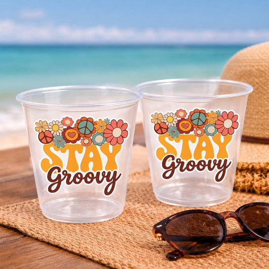 70S PARTY CUPS -70's Birthday Cups 70's Party Cups 70s Decorations 70's Birthday Party 70s Birthday Party Decorations Hippy Two Groovy Cups